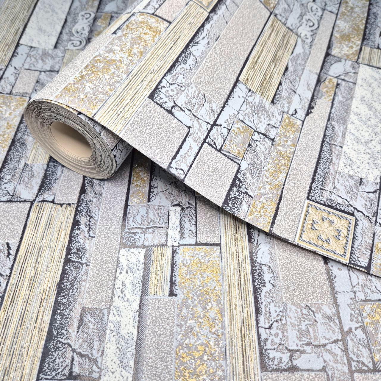 Шпалери вінілові 10.05 × 0.53 м Слов’янські шпалери 9408-03, сірі для коридору, вітальні, кухні, спальні, фото 1