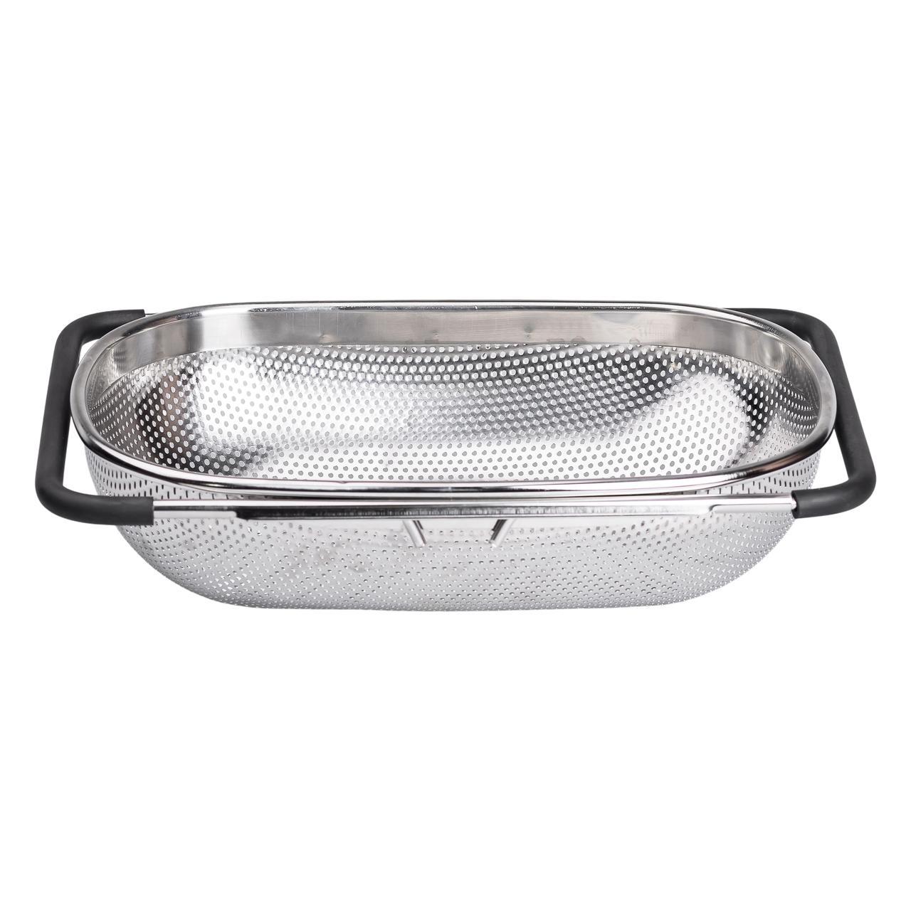 Друшляк сито на раковину для миття овочів та фруктів 36х24х9 см з нержавіючої сталі HP-19-17 - фото 1 - id-p2526905920