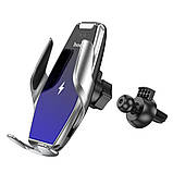 Автотримач із бездротовим заряджанням Hoco S14 Plus Wireless silver, фото 6