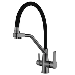 Кухонний змішувач на дві води Mixxus FUL-021 Graphite Refl.Black (нерж. сталь) (MI6115), фото 1