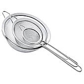 Набір ситечок 3 штуки для чаю круп та борошна 8,10 та 12 см з нержавіючої сталі