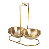 Вертикальна підставка для половника або ложок 20×12.5×19.5 см на 2 секці Золото