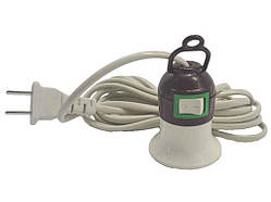 Патрон з вимикачем Е27 з проводом 5м біло-коричневий ТМ КИТАЙ