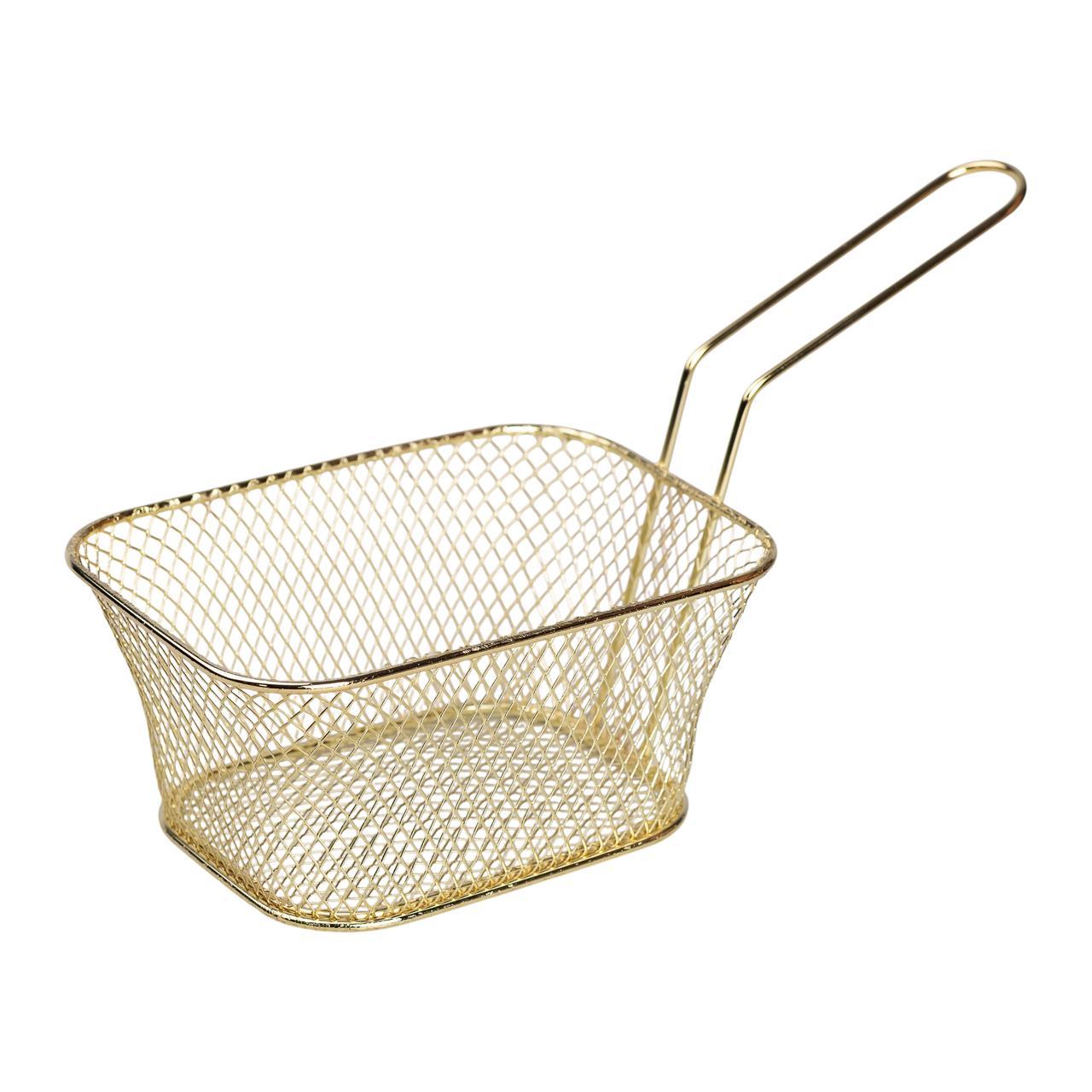 Кошик сервірувальний для картоплі фрі та снеків 14×10×6 см Золото HP-19-9-G, фото 1