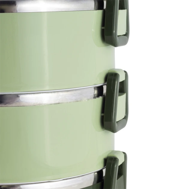 Ланч бокс потрійний KM-2137ZL із пластику та нержавіючої сталі 2400 мл Kamille KM-2137, фото 1