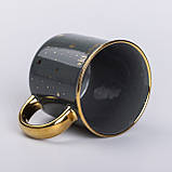 Чашка керамічна із золотим обідком та позолоченою ручкою 320 (мл) Good life Зелена, фото 2