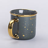 Чашка керамічна із золотим обідком та позолоченою ручкою 320 (мл) Good life Зелена, фото 3