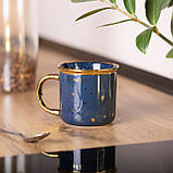 Чашка керамічна із золотим обідком та позолоченою ручкою 320 (мл) Good life Синя, фото 4