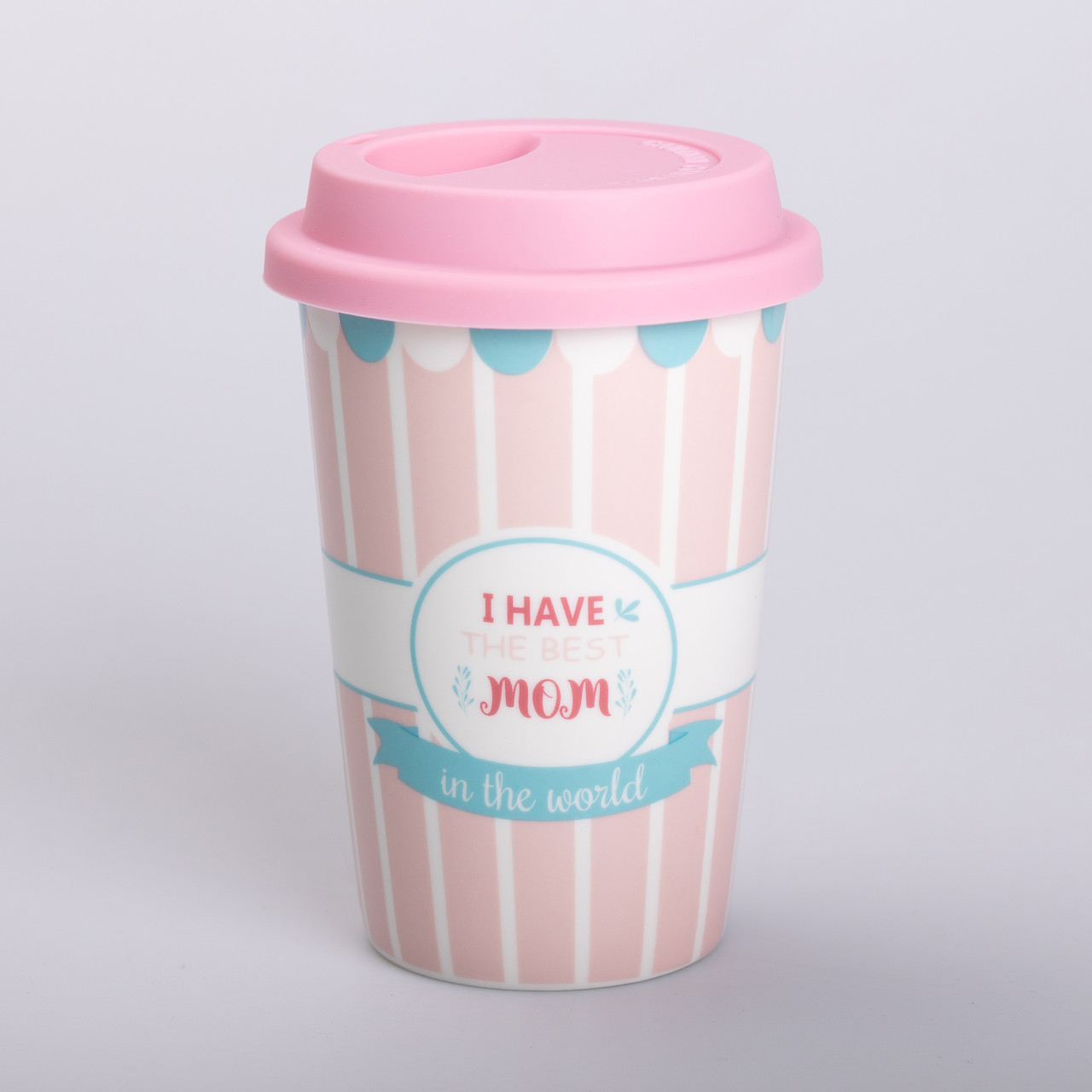 Склянка керамічна 420 (мл) з силіконовою кришкою I have the best mom, фото 1