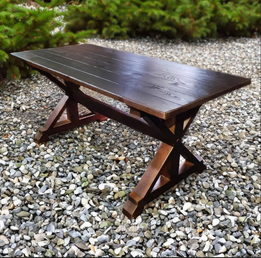 Дерев'яний садовий стіл 2м "Пісочний годинник". Колір: Горіх, фото 1