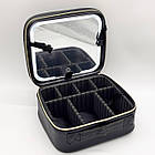 Косметичка дорожня з LED дзеркалом (26х23х11см), Чорна / Портативна косметичка-валіза / Органайзер для косметики, фото 9