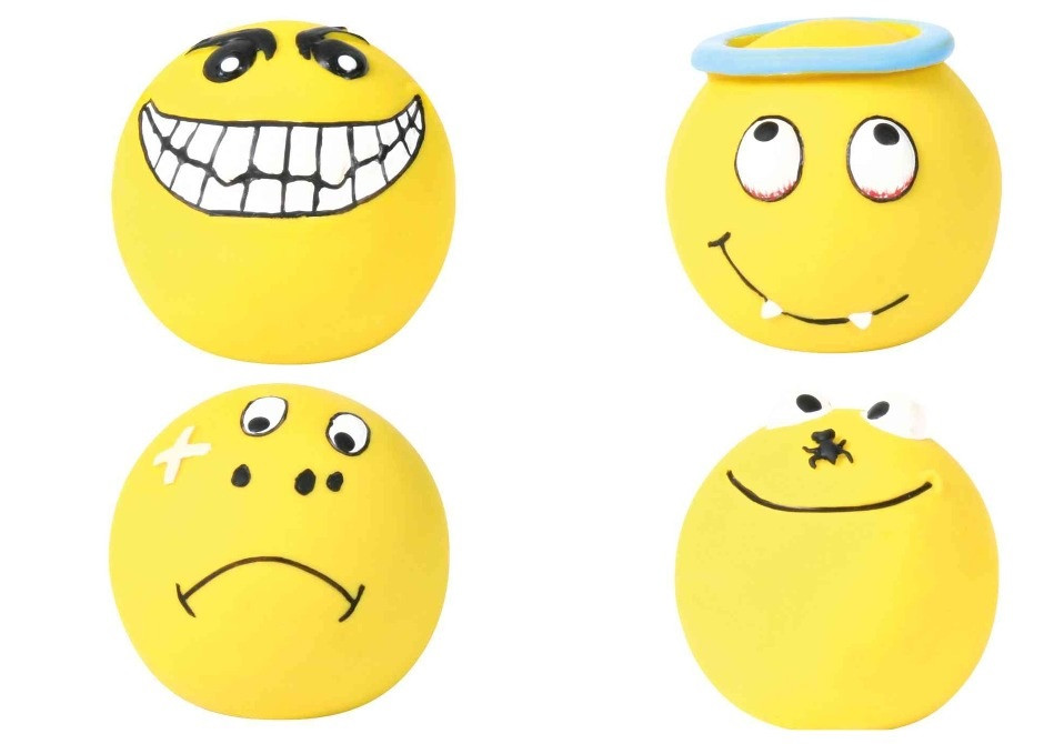Набір іграшок для собак смайлики з пищалкою 6 см Trixie 4 шт/уп (латекс), фото 1