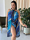 Жіночий синій пляжний комплект з купальника та парео батал, фото 3