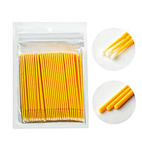 Мікробраші (мікроаплікатори) для вій і брів у пакеті Жовті, 100 шт