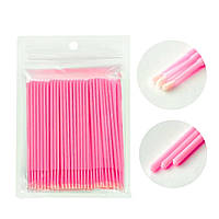 Мікробраші (мікроаплікатори) для вій і брів у пакеті Рожеві, 100 шт