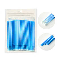 Мікробраші (мікроаплікатори) для вій і брів у пакеті Сині, 100 шт