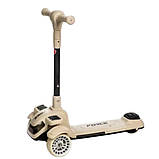 Самокат з козирком, сидінням та додатковими колесами 5 в 1 Skyper BL-83655 Бежевий, фото 3