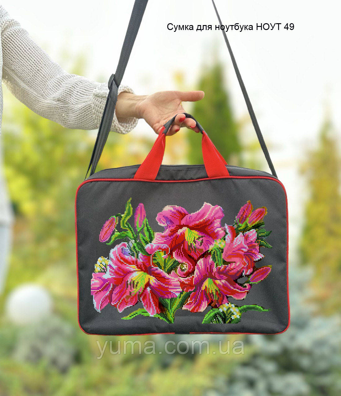 Сумка для ноутбука під вишивку бісером квіти., фото 1