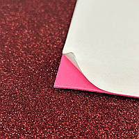Фоаміран із глітером клейова основа 1,6 мм, 1 аркуш А4 - бордовий
