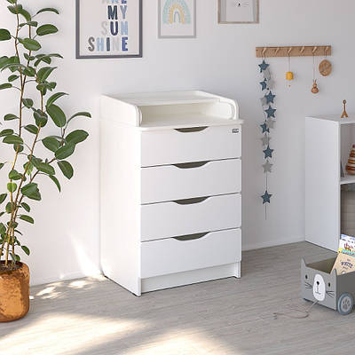Дитячий безпечний комод із відкидним сповивальним столиком із чотирма шухлядами Простора тумба з міцного МДФ