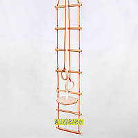 Дитячий набір для шведської стінки з дерева «ПРЕМІУМ» з тарзанкою, кільцями та мотузковими сходами