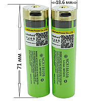 Акумулятор "18650 Liitokala 3.7V Li-ion 3400 mAh" з захистом та вбудованим зарядним пристроєм Type-C для павербанків, ліхтарів