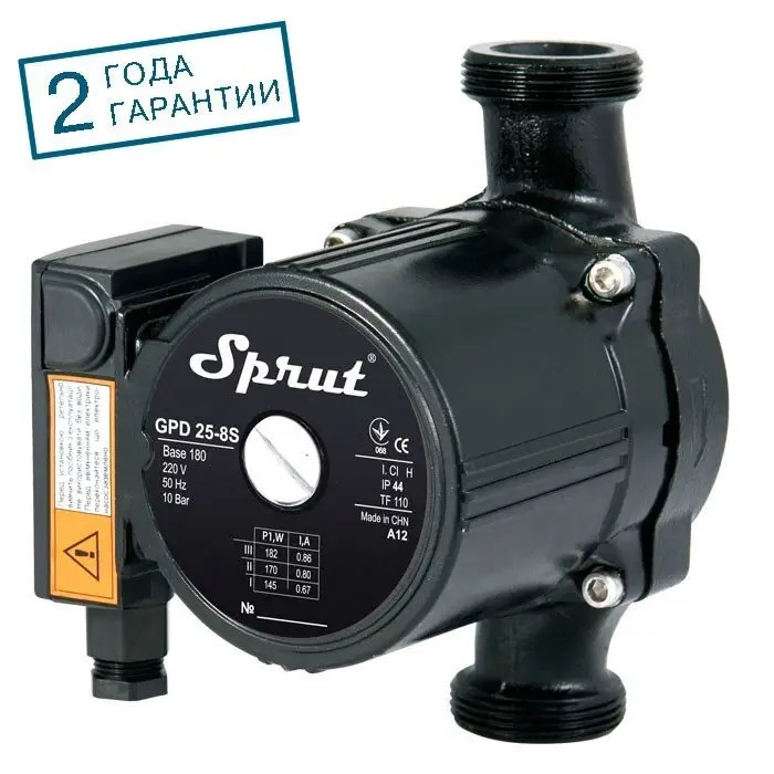 Циркуляційний насос GPD25-8S-180 "Sprut" + комплект гайок потужність 182 Вт, мах.напір 8.5 м, Qmax 5.5