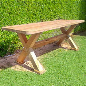 Дерев'яний садовий стіл 1,95 м "Хром". Колір: Без фарбування