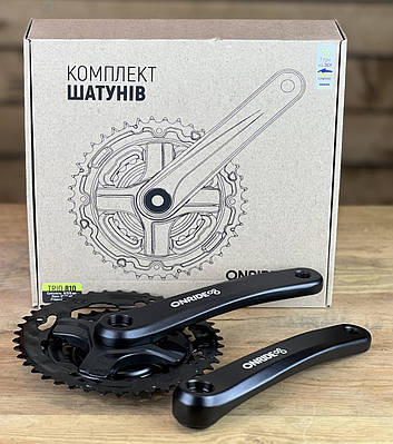 Шатуни на велосипед ONRIDE Trio 810, під квадрат, 170 мм, 22-32-42Т, на 8/7/6 шв., чорний