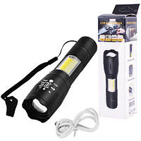 Ліхтарик  1831-T6+COB, Li-Ion акум., ремінець, zoom, ЗП microUSB