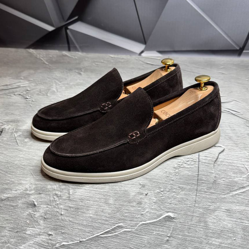 Лофери, туфлі чоловічі замшеві шоколадного кольору для чоловіків на весну осінь коричневі, розмір 40 41 42 43 44 45, фото 1