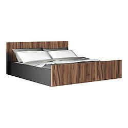 Стильне двоспальне ліжко 160х200 см модерн у спальню ЛДСП Соло Київський Стандарт антрацит/дуб ліворно