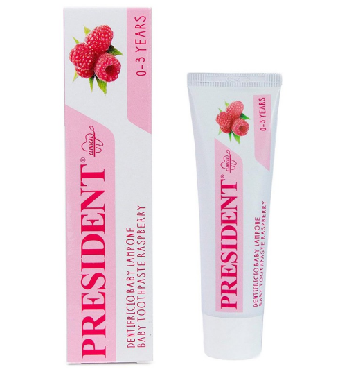 Зубна паста PRESIDENT BABY RASPBERRY 0-3, 30 мл
