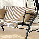 Садова гойдалка з подушками 3-х місна MAS-4003A-STRIPS БЕЖЕВА В ПОЛОСКУ Качеля для саду, городу, тераси, фото 5