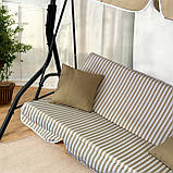 Садова гойдалка з подушками 3-х місна MAS-4003A-STRIPS БЕЖЕВА В ПОЛОСКУ Качеля для саду, городу, тераси, фото 6