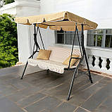 Садова гойдалка з подушками 3-х місна MAS-4003A-STRIPS БЕЖЕВА В ПОЛОСКУ Качеля для саду, городу, тераси, фото 3