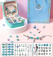 Набір для творчості та створення браслетів Pandora в подарунковій скриньці, дитяча біжутерія подарунок для дівчинки