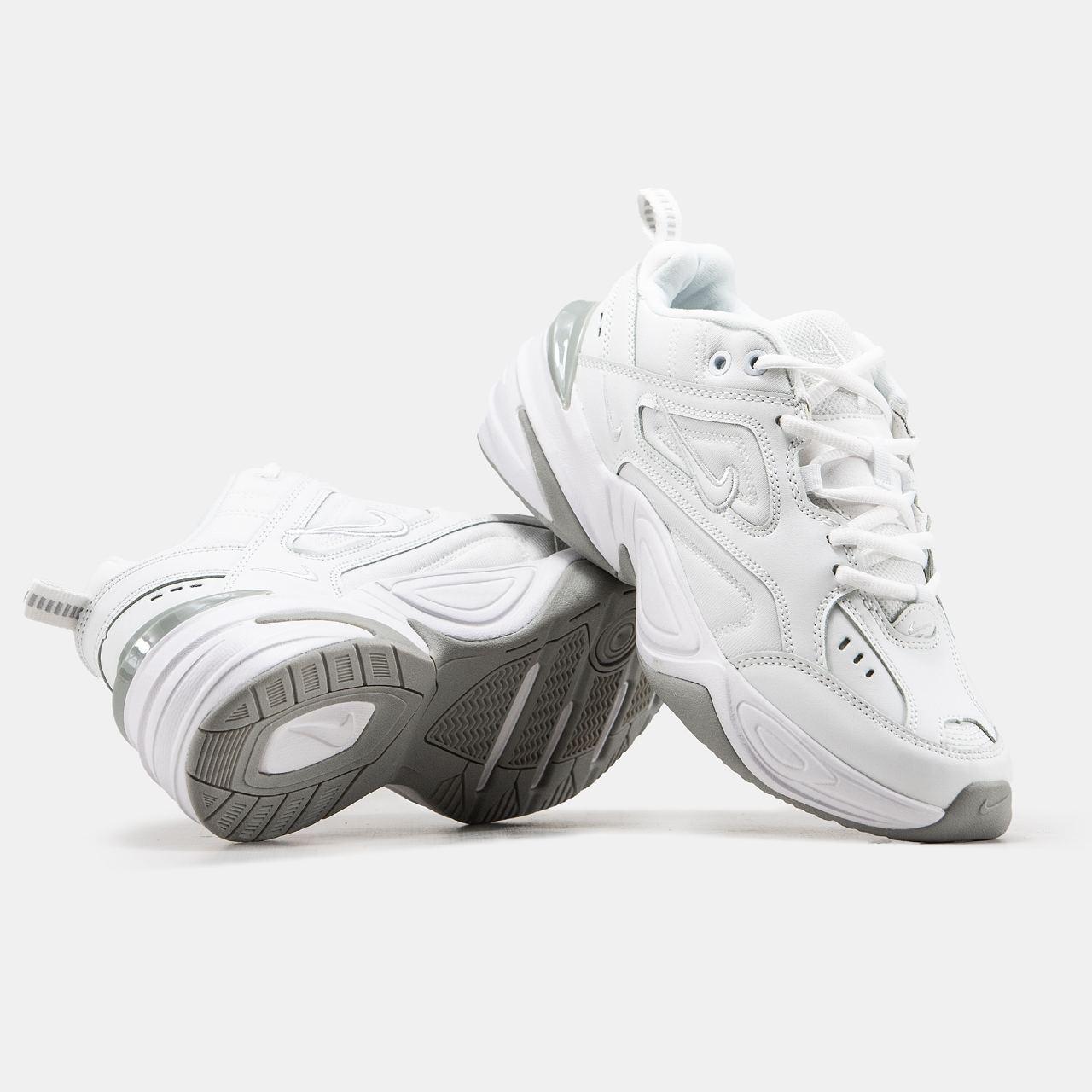 Жіночі кросівки Nike M2K Tekno White Grey Кеди Найк М2К Текно шкіряні демісезон Унісекс кеди білі