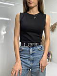 Топ майка чорна в рубчик, фото 6
