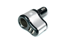 Автомобільний зарядний пристрій  2USB (12/24V - 5V 2,1A) и прикурювач (12/24 -5A 60W) (ДК) DK-AZ02