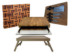 Торцеві обробні дошки, посуд та деревяні підставки