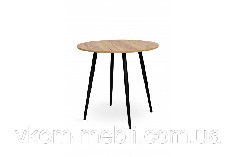 Стіл Слот 80*75 нерозкладний, крафт золотий/чорні ноги, фото 1