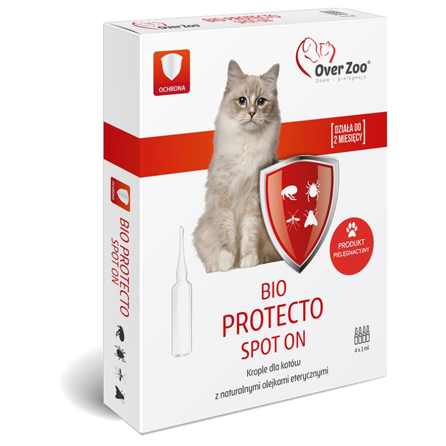 Біо Протекто Спот-Он OverZoo протипаразитарні краплі для захисту котів, 4x1 мл