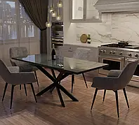 Розсувний обідній стіл в стилі лофт СПАЙДЕР Neman МДФ сірий глянець/Чорний 1400x800