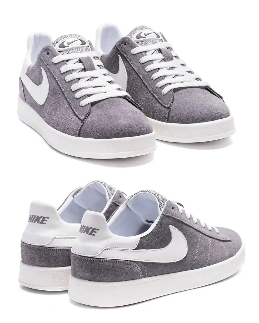 Чоловічі шкіряні кеди Nike Grey N09-5сір, чоловічі повсякденні шкіра кросівки сірі. Чоловіче взуття весна осінь, фото 1