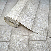 Шпалери вінілові 10 × 0,53 Слов'янські шпалери 9445-02, бежеві для кухні, спальні, коридору та вітальні