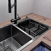 Кошик для кухонної мийки Nett KB-3022 чорний розсувний