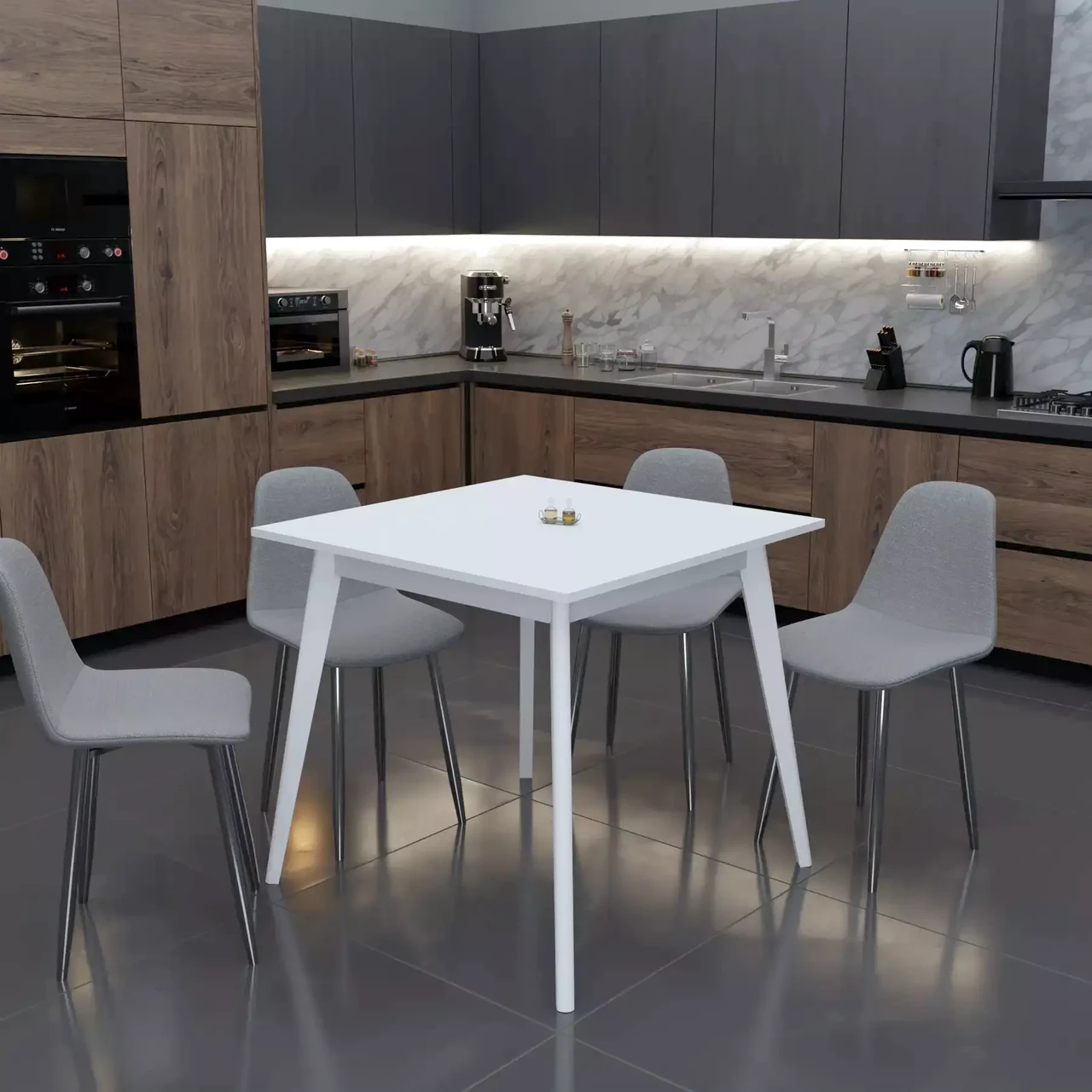 Стіл обідній нерозкладний Neman БОН 780х780, колір білий