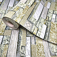 Шпалери вінілові 10.05 × 0.53 м Слов’янські шпалери 9408-04, зелені для спальні, вітальні, коридору, кухні