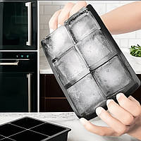 Силіконова чорна форма для великого квадратного льоду на 6 комірок